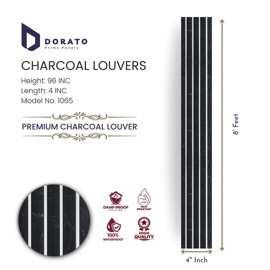 Charcoal 1065 Dorato Prime Panels Charcoal Louvers – Premium Decorative Wall Panel (Model 1065)
