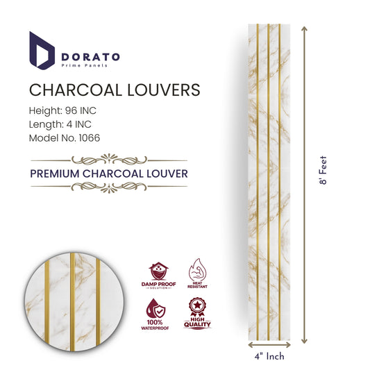 Charcoal 1066 Dorato Prime Panels Premium CLouvers harcoal Wall Panel – Model 1066 | Waterproof & Heat Resistant Decorative Panel (96" x 4")