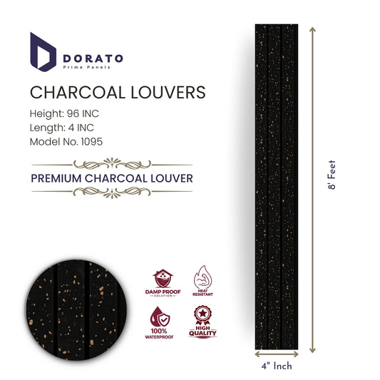 Charcoal 1095 Dorato Premium Charcoal Louvers Panel – Model 1095 | 8 Feet Decorative Wall Panel (4 Inch Width)