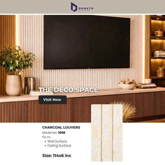 Charcoal 1096 Dorato Prime Panels Premium Charcoal Louvers – Model 1096 | 8 Feet Height | Waterproof Decorative Wall Panel