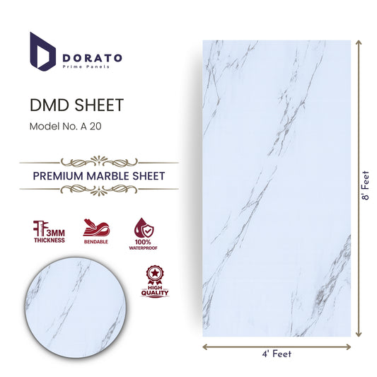 UV A20 Dorato SPC Marble Sheet A20 – 4x8 Feet Waterproof Decorative Wall Panel (3mm Thickness)