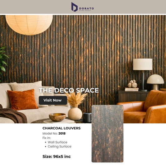 2018 Dorato Prime Charcoal Louvers Panel – 8 Feet x 5 Inch | Premium Waterproof Wall Louvers | Model 2018