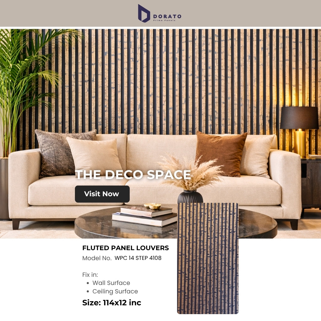 Charcoal 4108 Dorato Prime Panels 14 Step Texture Premium Fluted Panel – Model 4108 (114 x 12 Inch)