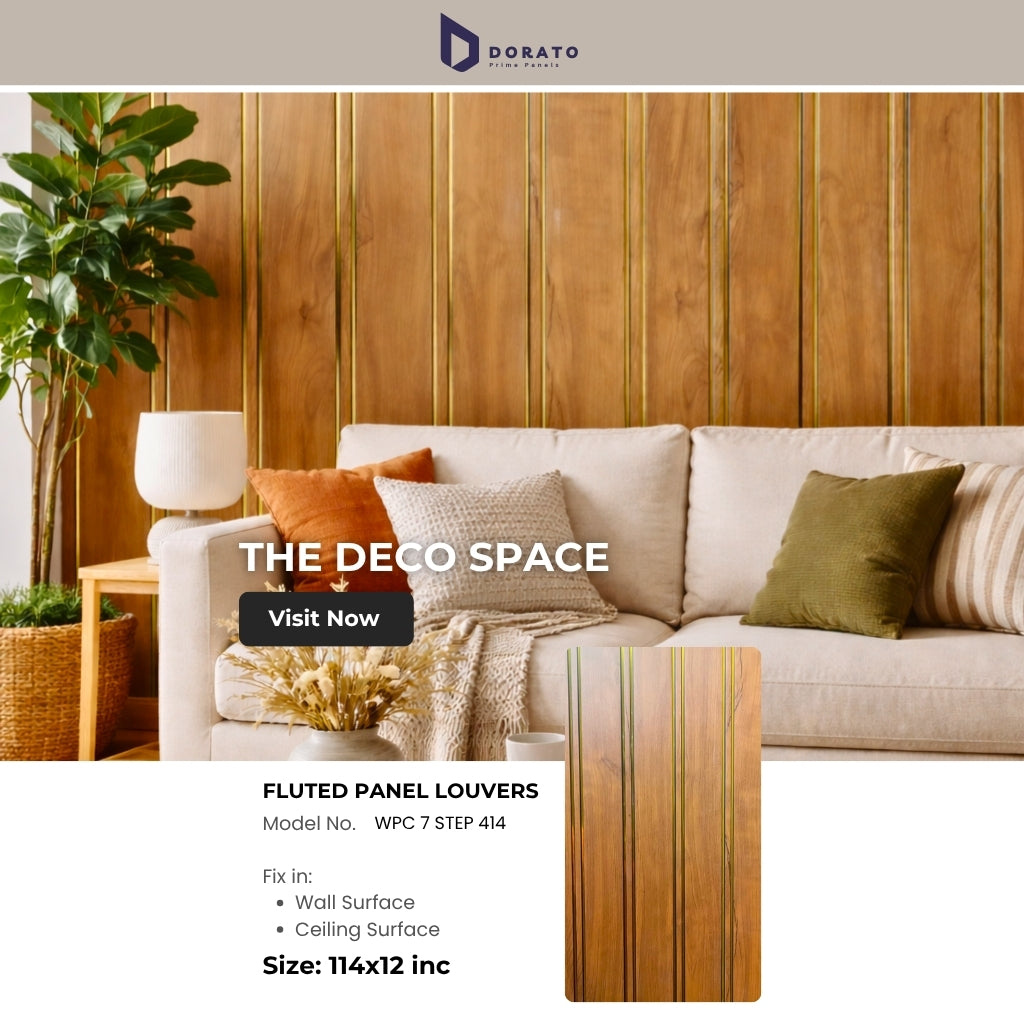 PVC 414 Dorato 7 Step Golden Premium Fluted Panel | Waterproof Decorative Wall Panel (Model 414)