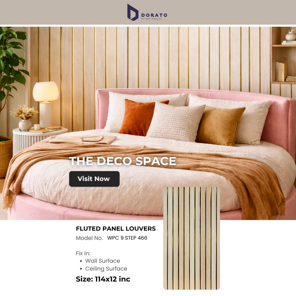 Fluted 466 9 Step Golden Premium Fluted Panel | Waterproof & Heat Resistant Wall Panel (9.5 Ft x 12 Inch)