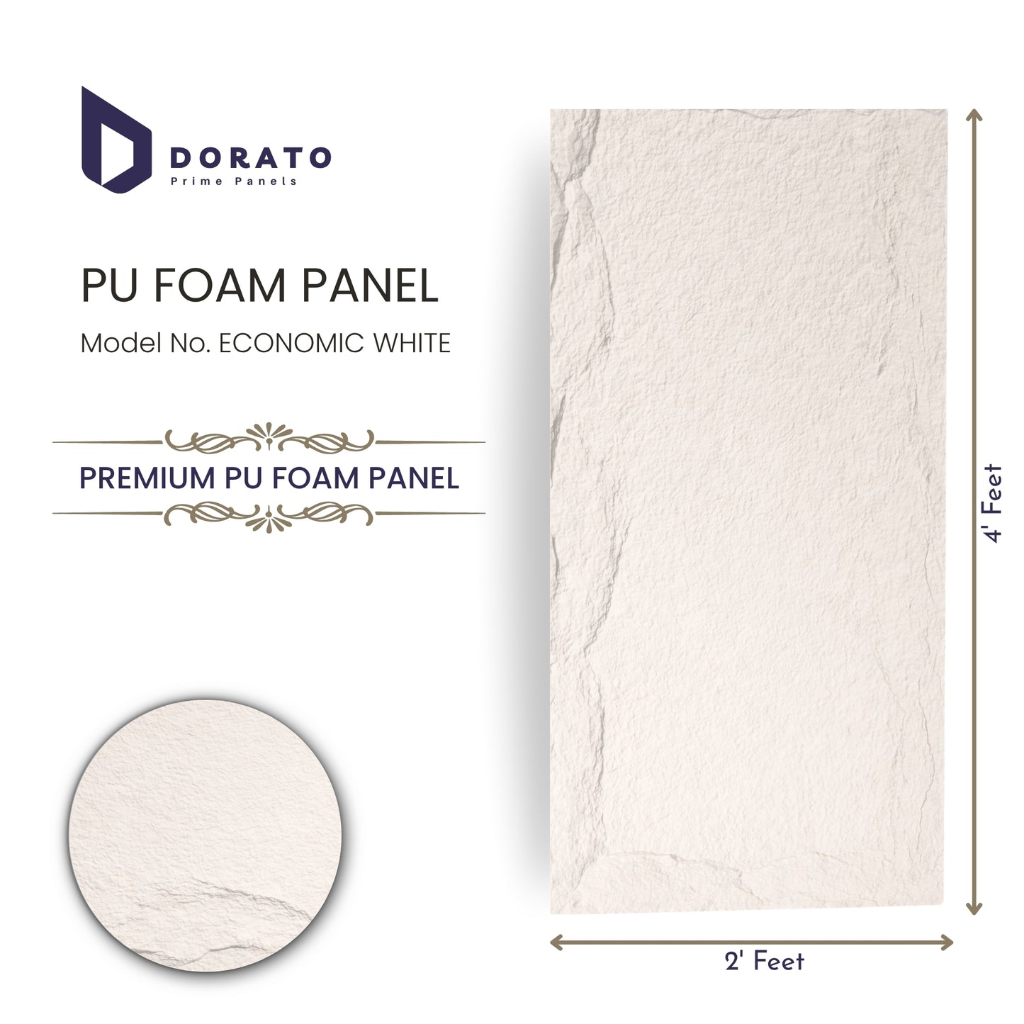 Premium PU Foam Panel – Economic White | 2’ x 4’ Wall Panel | 50mm Thickness