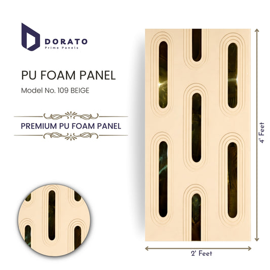 DORATO PU Foam Panel Model 109 Beige – 40mm Thick Premium Decorative Wall Panel (2 ft x 4 ft)