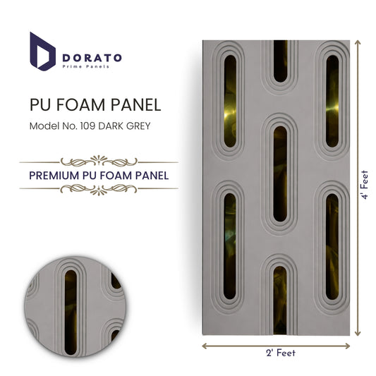Dorato PU Foam Wall Panel – Model 109 Dark Grey | 40mm Thick Premium Decorative 2x4 Ft Panel