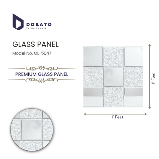 Dorato Premium Glass Panel GL-5047 | Decorative Frosted & Textured Wall Tile (1 ft x 1 ft)