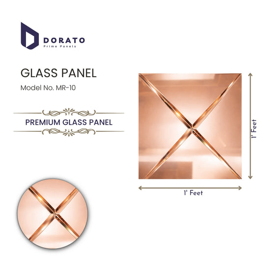 Dorato Premium Glass Panel MR-10 – 1 Ft x 1 Ft Designer Decorative Panel