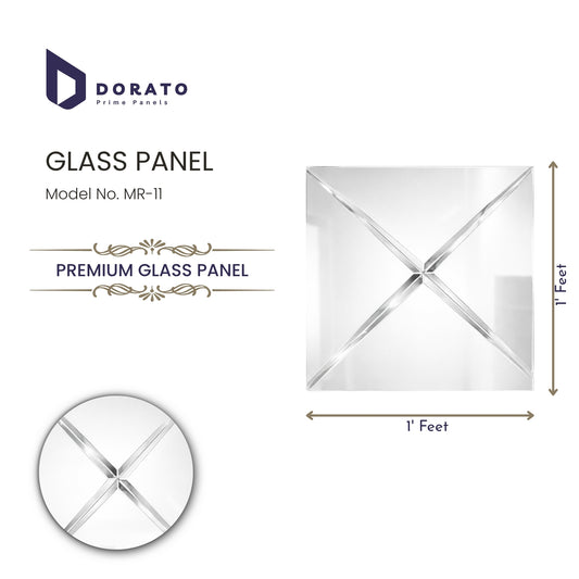 Dorato Premium Glass Panel MR-11 | 1 ft x 1 ft Decorative Mirror Panel
