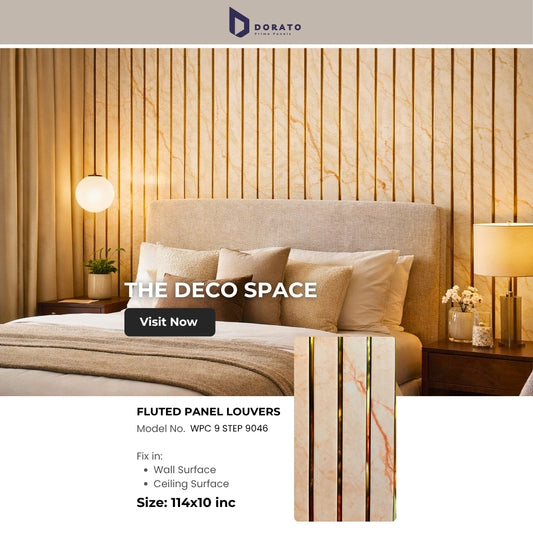9 step 9046 Dorato 9 Step Golden Premium Fluted Panel | 9.5 Feet Decorative Wall Panel (Model 9046)