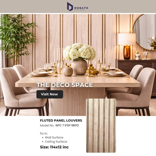 7 step 98012 Dorato 7 Step Golden Premium Fluted Wall Panel – 9.5 ft x 12 inch | Waterproof & Damp Proof (Model 98012)