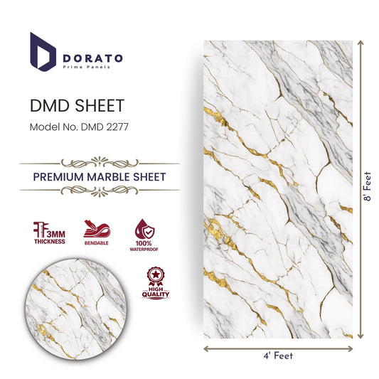 uv 2277 Uv sheet 2277 Dorato DMD Marble Sheet – Model 2277 | Premium Waterproof PVC Wall Panel (4ft x 8ft, 3mm Thickness)