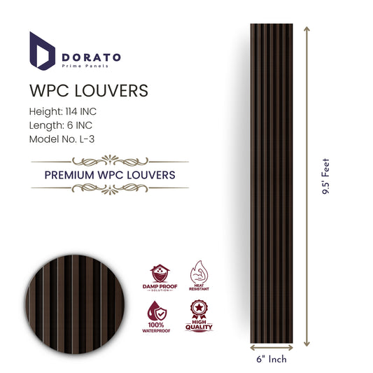 Wpc L3 Dorato Premium WPC Louvers – Model L-3 | Waterproof Decorative Wall Panel (9.5 Ft x 6 Inch)