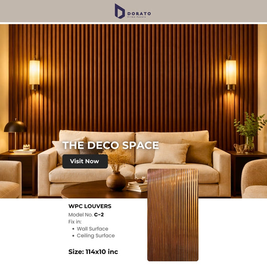 WPC C2 Dorato Premium WPC Louvers Wall Panel – Model C-2 | 9.5 ft x 6 inch | Waterproof & Heat Resistant Decorative Wall Panel