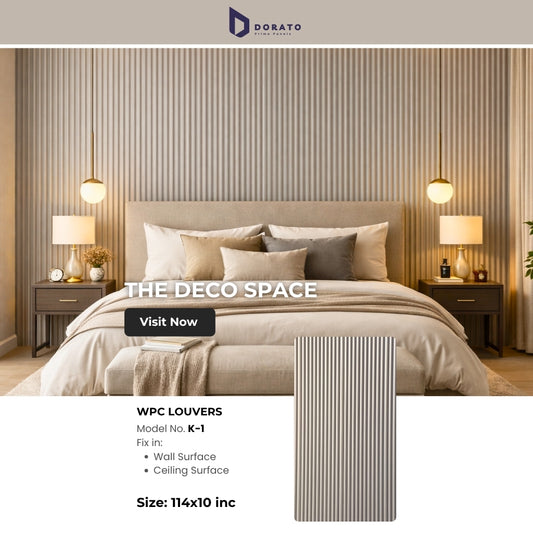 Wpc k1 Dorato Premium WPC Louvers Panel – Model K-1 | 9.5 Ft x 6 Inch Decorative Waterproof Wall Panel