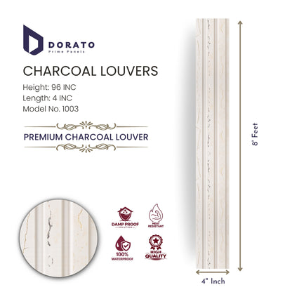 charcoal 1003 Premium Charcoal Louvers Panel – 8 Feet (96 Inch) | Waterproof & Damp Proof Wall Panel | Model 1003