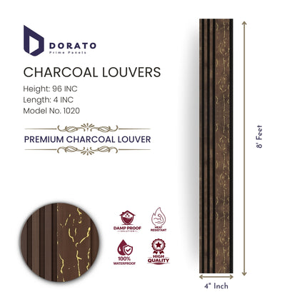 Premium Charcoal Louvers Panel | 8 Feet Height | Waterproof & Heat Resistant | Model 1020