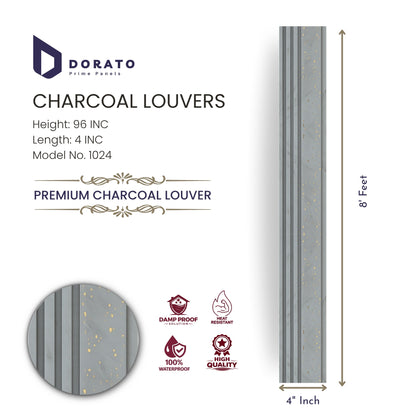 Charcoal 1024 Dorato Prime Panels Charcoal Louvers Wall Panel – Model 1024 | 8 Feet Decorative Interior Panel
