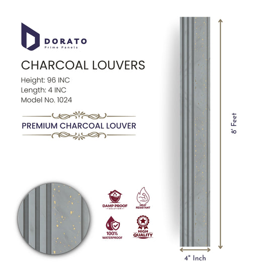 Charcoal 1024 Dorato Prime Panels Charcoal Louvers Wall Panel – Model 1024 | 8 Feet Decorative Interior Panel