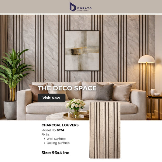 Charcoal 1024 Dorato Prime Panels Charcoal Louvers Wall Panel – Model 1024 | 8 Feet Decorative Interior Panel