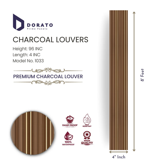 Charcoal 1033 Dorato Prime Panels Charcoal Louvers Wall Panel – Model 1033 | 8 Feet Premium Decorative Panel