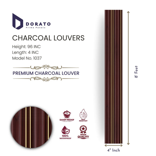 Charcoal 1037 Dorato Prime Panels Premium Charcoal Louvers – Model 1037 (96 Inch x 4 Inch)