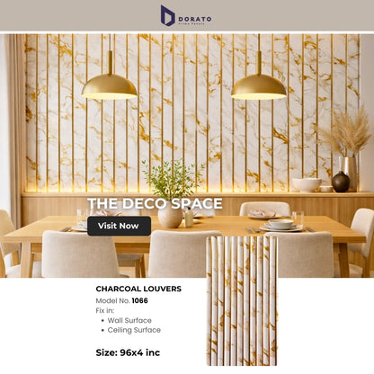 Charcoal 1066 Dorato Prime Panels Premium CLouvers harcoal Wall Panel – Model 1066 | Waterproof & Heat Resistant Decorative Panel (96" x 4")