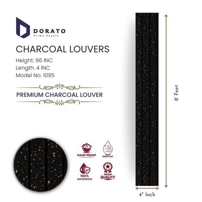 Charcoal 1095 Dorato Premium Charcoal Louvers Panel – Model 1095 | 8 Feet Decorative Wall Panel (4 Inch Width)