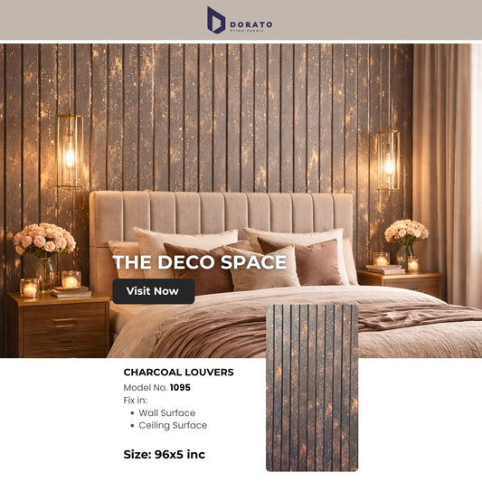 Charcoal 1095 Dorato Premium Charcoal Louvers Panel – Model 1095 | 8 Feet Decorative Wall Panel (4 Inch Width)