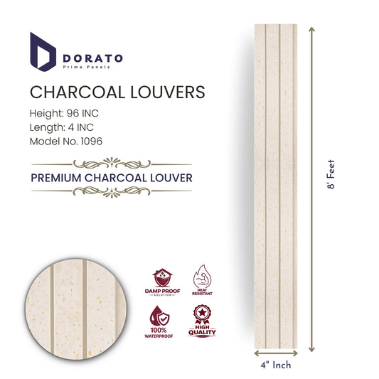Charcoal 1096 Dorato Prime Panels Premium Charcoal Louvers – Model 1096 | 8 Feet Height | Waterproof Decorative Wall Panel