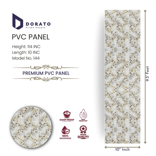 144 Dorato Premium PVC Wall Panel | Floral Textured Design | Waterproof & Heat Resistant | 114 x 10 Inch (Model 144)