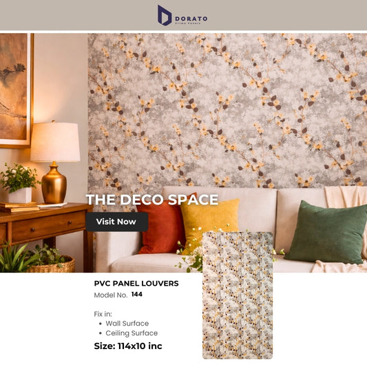 144 Dorato Premium PVC Wall Panel | Floral Textured Design | Waterproof & Heat Resistant | 114 x 10 Inch (Model 144)