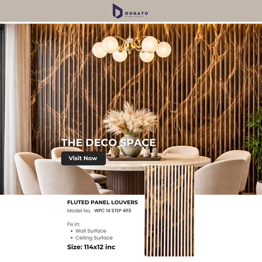 Fluted 4113 Dorato Prime 14 Step Texture Premium Fluted Wall Panel – 9.5ft x 12in Waterproof Decorative Interior Panel (Model 4113)