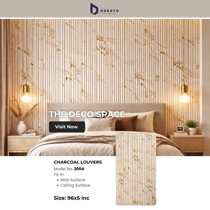 CHARCOAL 2004 Dorato Prime Panels Charcoal Louvers – Model 2004 | 96 Inch Height × 5 Inch Width | Premium Decorative Wall Panel