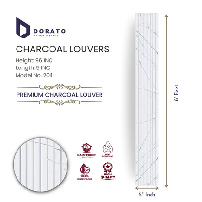 Charcoal 2011 Dorato Prime Panels Charcoal Louvers Wall Panel – Model 2011 (96" x 5") | Premium Waterproof Decorative Wall Panel
