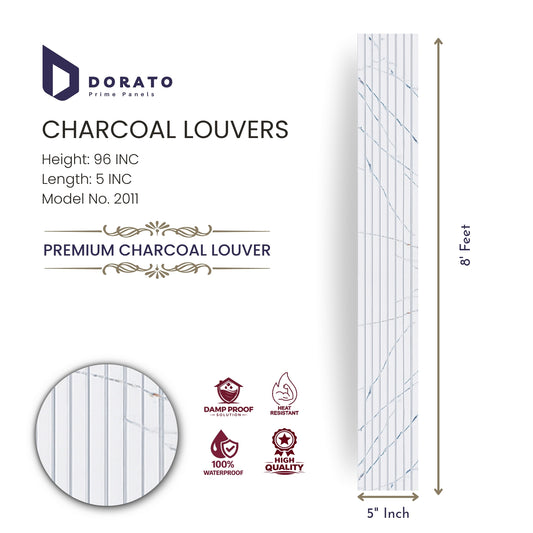 Charcoal 2011 Dorato Prime Panels Charcoal Louvers Wall Panel – Model 2011 (96" x 5") | Premium Waterproof Decorative Wall Panel