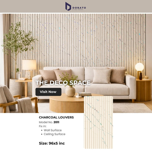 Charcoal 2011 Dorato Prime Panels Charcoal Louvers Wall Panel – Model 2011 (96" x 5") | Premium Waterproof Decorative Wall Panel