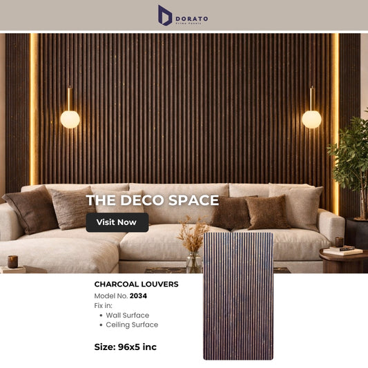 Charcoal 2034 Dorato Prime Panels Charcoal Louvers Wall Panel – Model 2034 | 8 Feet x 5 Inch Premium Decorative Panel
