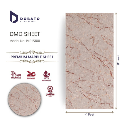 UV 2309 Dorato DMD Marble Sheet 4ft x 8ft | 3mm Waterproof Decorative Wall Panel | Model IMP 2309