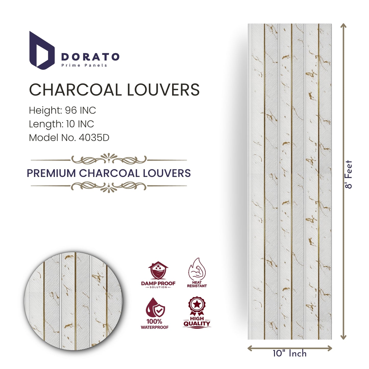 Wpc 4035 Dorato Prime Panels Premium Charcoal Louvers – Model 4035D | 8 Feet Decorative Wall Panel