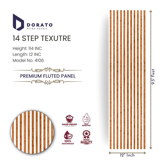 14 step 4106 Dorato Premium Fluted Panel – 14 Step Texture | 9.5 ft Height | Waterproof Decorative Wall Panel (Model 4106)
