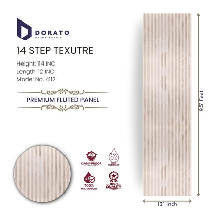 Fluted 4112 14 step 4112 Dorato Premium Fluted Panel – 14 Step Texture | Model 4112 | 9.5 ft x 12 inch Waterproof Wall Panel