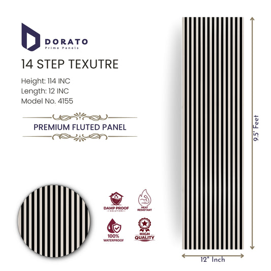 14 step 4155 Dorato Premium Fluted Panel – 14 Step Texture Wall Panel | Model 4155 | 9.5 ft x 12 inch | Waterproof Decorative Wall Panel