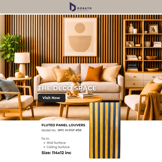 Fluted 4156 14 step 4156 Dorato Prime Panels 14 Step Texture Premium Fluted Wall Panel (Model 4156) – 9.5 ft Height | 12 Inch Width | Waterproof & Heat Resistant