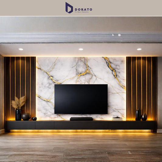 uv 2209 Dorato DMD Marble Sheet IMP 2209 – Premium White & Gold Marble Finish PVC Wall Panel (4ft x 8ft | 3mm)