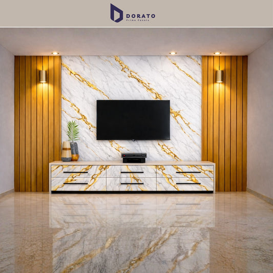 Uv 7030 Dorato UV Marble Sheet – Model 7030 P | Premium PVC Wall Panel (4ft x 8ft | 3mm Thickness | Waterproof Decorative Wall Sheet)