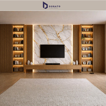 UV 7044 Dorato UV Marble Sheet – Model 7044 P | White & Gold Marble Design Wall Panel (4 Ft x 8 Ft)