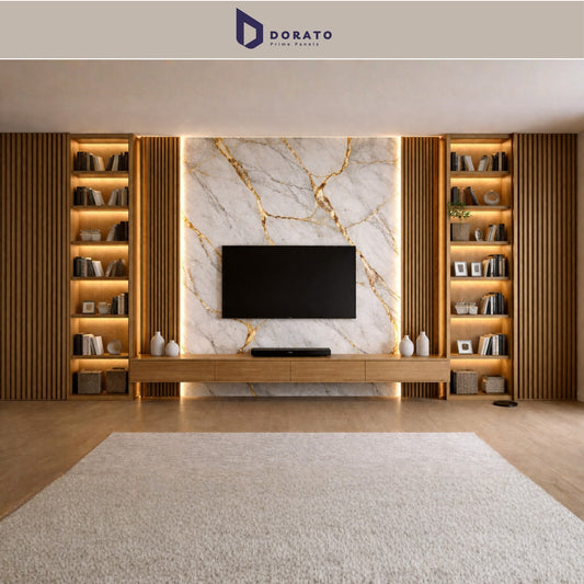 UV 7044 Dorato UV Marble Sheet – Model 7044 P | White & Gold Marble Design Wall Panel (4 Ft x 8 Ft)